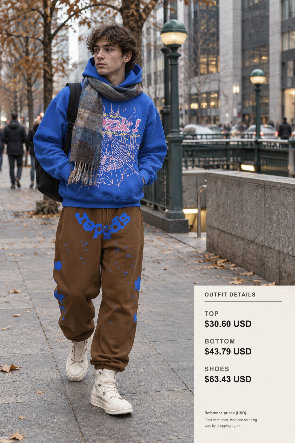 sp5der Hoodie for Fall Commute Layering outfit 1 full-body street style for fashionreps