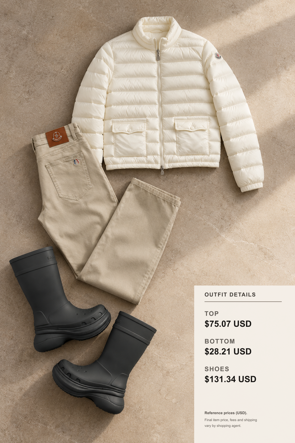 Moncler Jacket: Three Winter Outfit Options outfit 2 editorial flat lay for fashionreps
