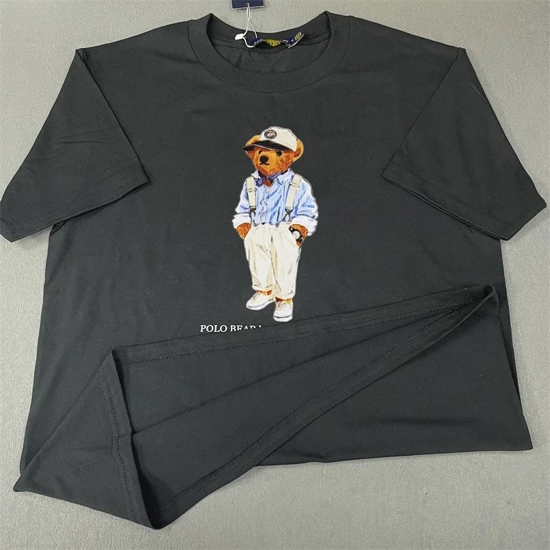 Tape Measure vs. Spec Sheet: Polo Ralph Lauren Black Bear-Print Top in Casual Streetwear Style