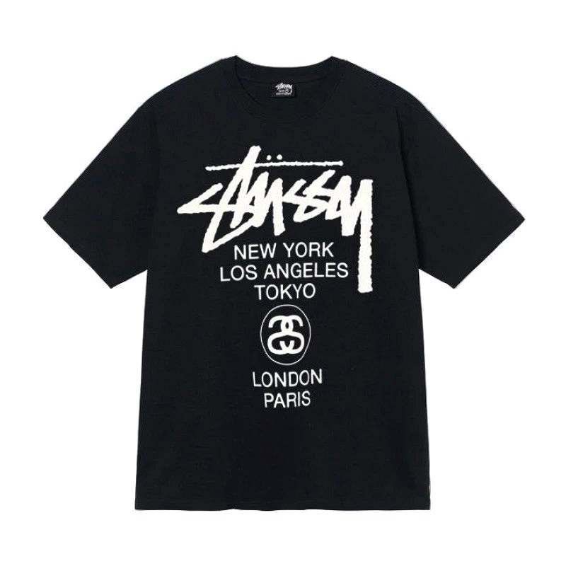 Stussy Letter-Print Black T-Shirt Review: 250–300 gsm Cotton, Relaxed Cut, $8.06